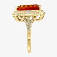 Effy  Womens 1/2 CT. T.W. Diamond & Genuine Orange Citrine 14K Gold Cocktail Ring