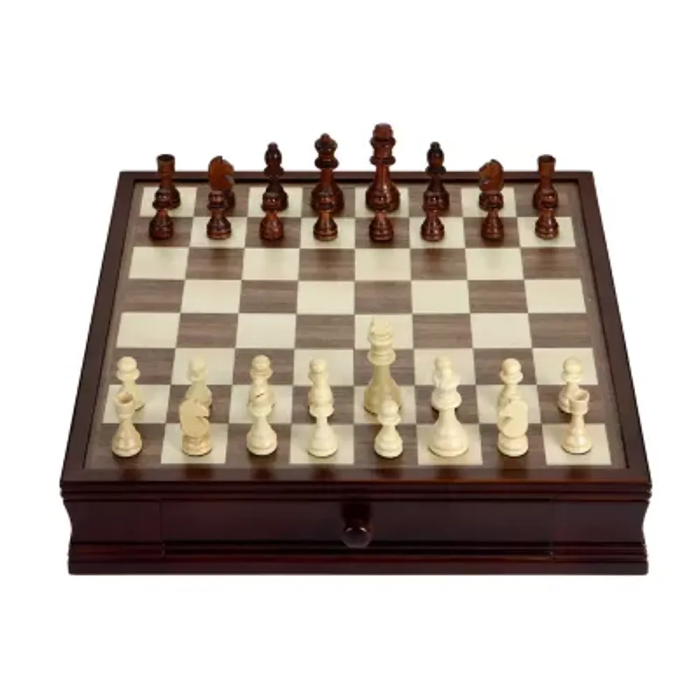 Hathaway Wooden Chess Set With Storage Drawer