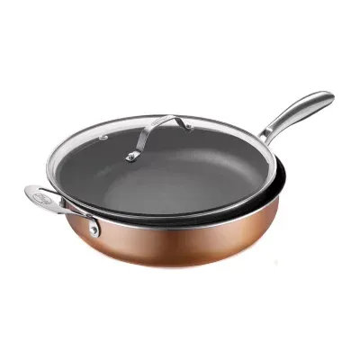 Gotham Steel Copper Cast Textured 5.5-qt Nonstick Jumbo Cooker with Tempered Glass Lid