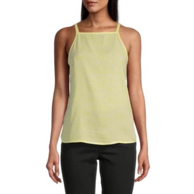 Worthington Womens Square Neck Sleeveless Blouse