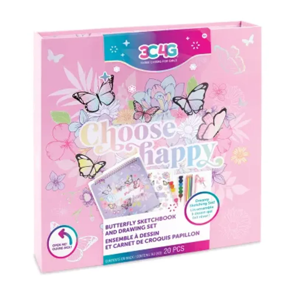 Three Cheers For Girls Butterfly Sketchbook & Drawing 20 Piece Set