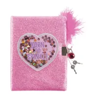 Three Cheers For Girls Born To Sparkle Glitter Locking Journal with Matching Pom Pen