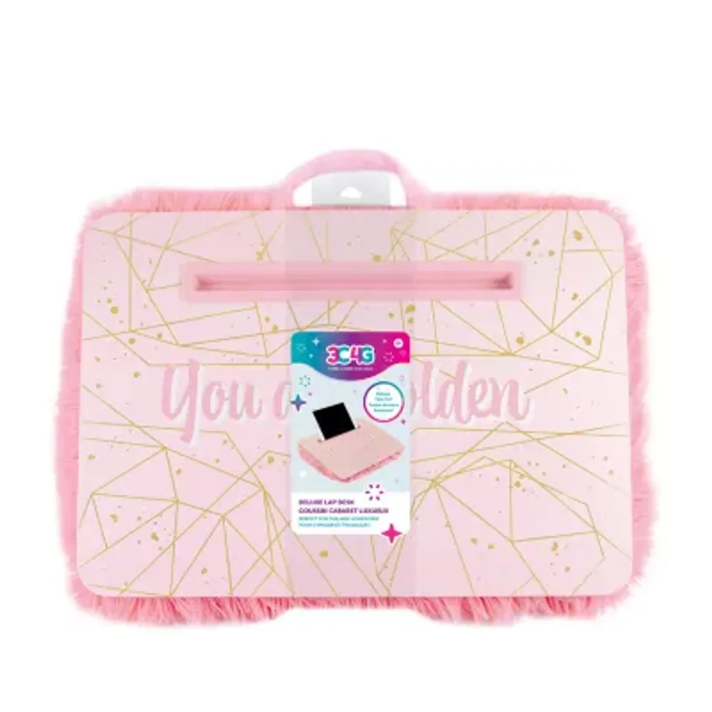 Three Cheers For Girls Pink & Gold Deluxe Fur Kids Lap Desk