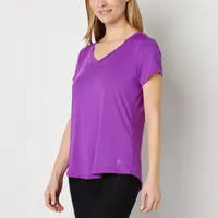 Xersion Womens Performance V Neck Short Sleeve T-Shirt Tall