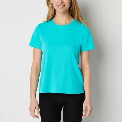 Xersion Womens Cotton Crew Neck Short Sleeve T-Shirt Tall