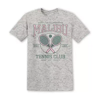 Juniors Malibu Tennis Club Boyfriend Tee Womens Crew Neck Short Sleeve Graphic T-Shirt