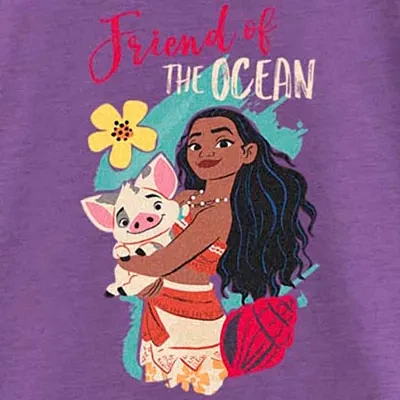 Little & Big Girls Disney Crew Neck Short Sleeve Moana Graphic T-Shirt