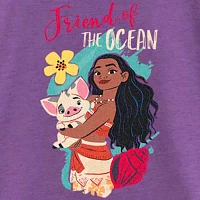 Little & Big Girls Disney Crew Neck Short Sleeve Moana Graphic T-Shirt