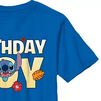 Disney Collection Little & Big Boys Crew Neck Short Sleeve Lilo Stitch Graphic T-Shirt