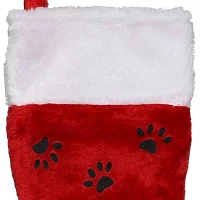 Northlight 14in Red With Black Paw Prints And White Cuff Christmas Stocking