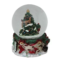 Northlight 6.75in Christmas Tree And Santa Claus Musical Round SnowGlobes