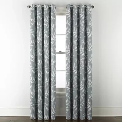 Linden Street Bayshore Print Grommet Top Energy Saving 100% Blackout Single Curtain Panels