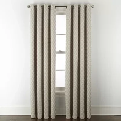 Linden Street Bayshore Print Grommet Top Energy Saving 100% Blackout Single Curtain Panel