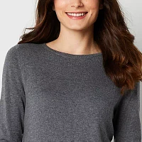 Worthington Womens Crew Neck Long Sleeve Pullover Sweater