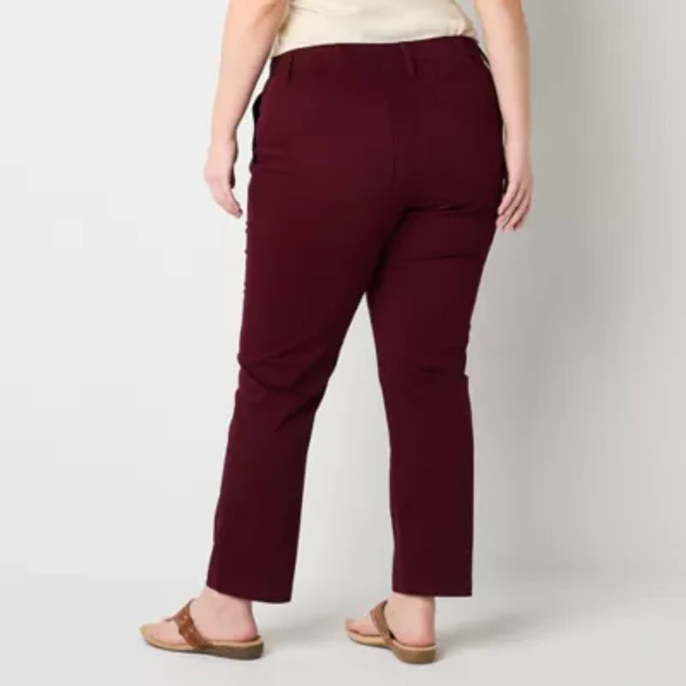 St. John's Bay-Plus Womens Mid Rise Straight Flat Front Pant