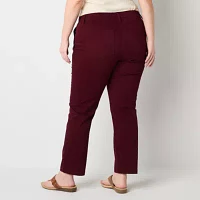 St. John's Bay-Plus Womens Mid Rise Straight Flat Front Pant