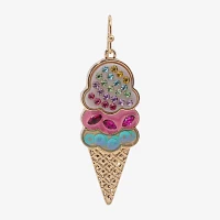 Bijoux Bar Gold Tone Ice Cream Multi Color Glass Drop Earrings