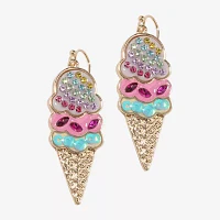 Bijoux Bar Gold Tone Ice Cream Multi Color Glass Drop Earrings
