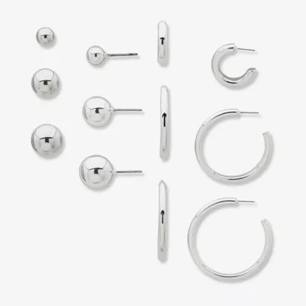 Worthington Silver Tone 6 Pair Earring Set