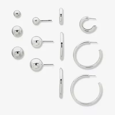 Worthington Silver Tone 6 Pair Earring Set