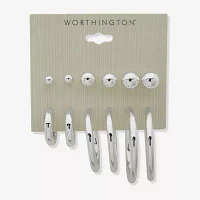 Worthington Silver Tone 6 Pair Earring Set