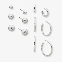 Worthington Silver Tone 6 Pair Earring Set