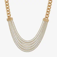 Worthington Gold Tone & White Womens 16 Inch Collar Necklace