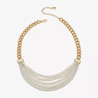 Worthington Gold Tone & White Womens 16 Inch Collar Necklace