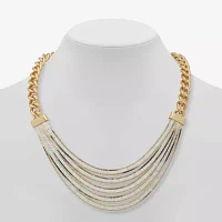 Worthington Gold Tone & White Womens 16 Inch Collar Necklace