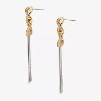 Worthington Gold Tone & White Tassel Womens Drop Earrings