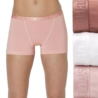 Hanes Originals Supersoft 3 Pack Multi-Pack Boyshort Panty 46ushb