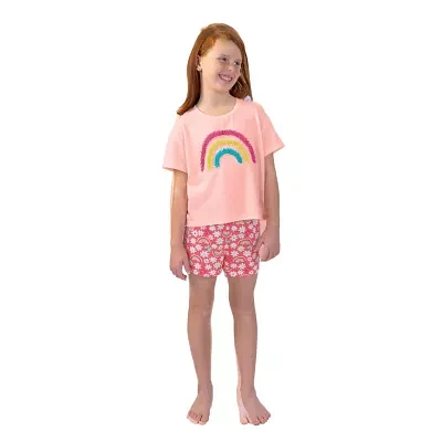 Dots & Dreams Girls Round Neck Short Sleeve 2-pc. Pajama Sets