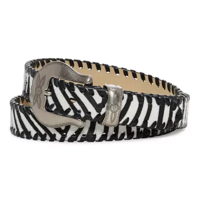 JS Jessica Simpson 1in Zebra Whipstitch Womens Belt
