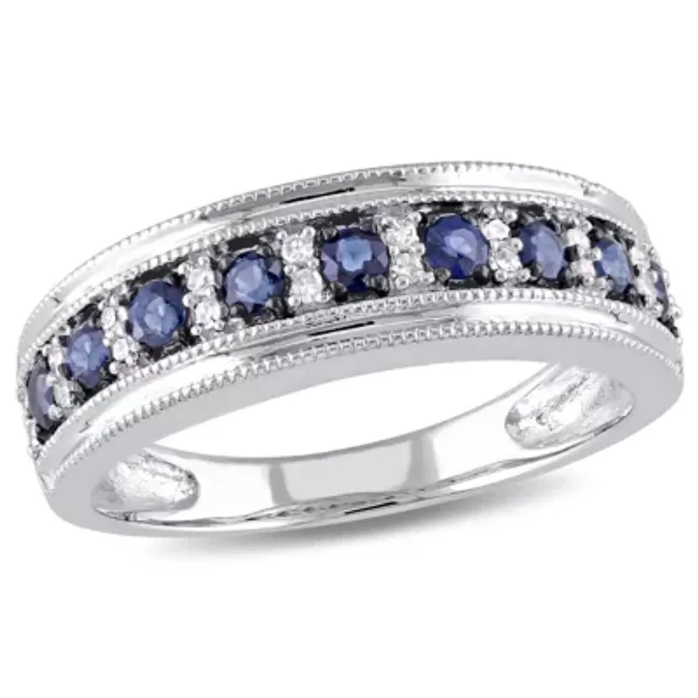 2.5MM 1/10 CT. T.W. Genuine Blue Sapphire 10K White Gold Band