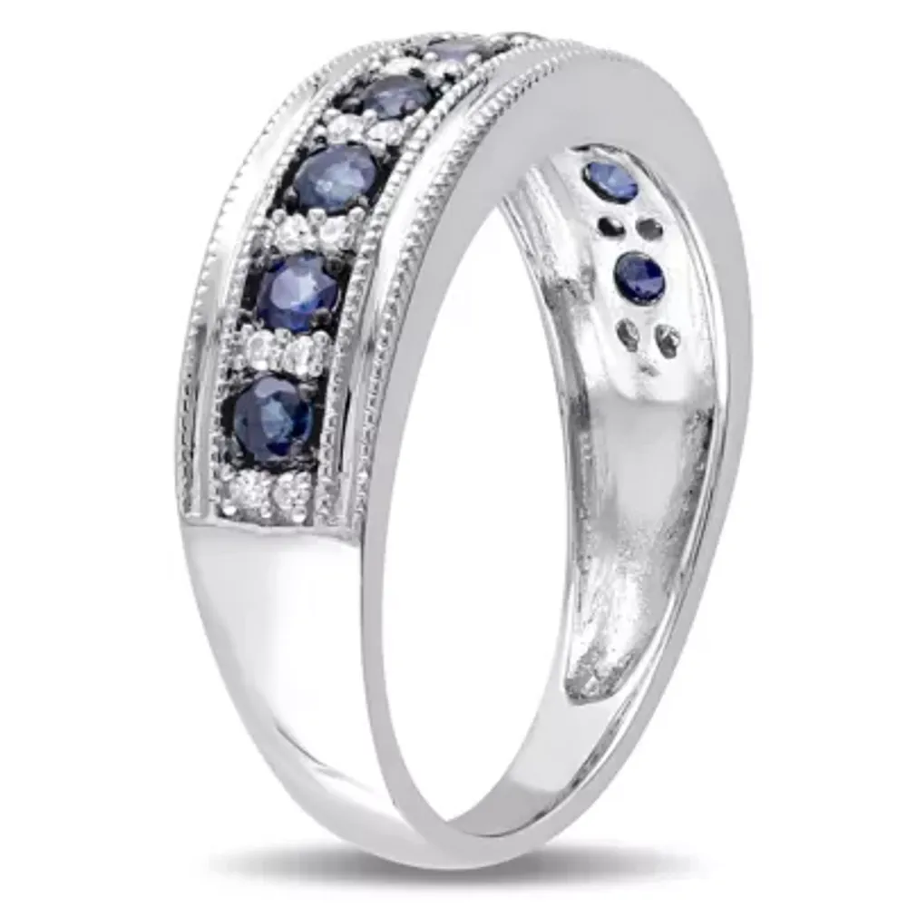 2.5MM 1/10 CT. T.W. Genuine Blue Sapphire 10K White Gold Band