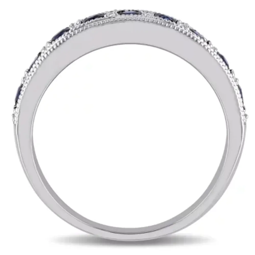 2.5MM 1/10 CT. T.W. Genuine Blue Sapphire 10K White Gold Band