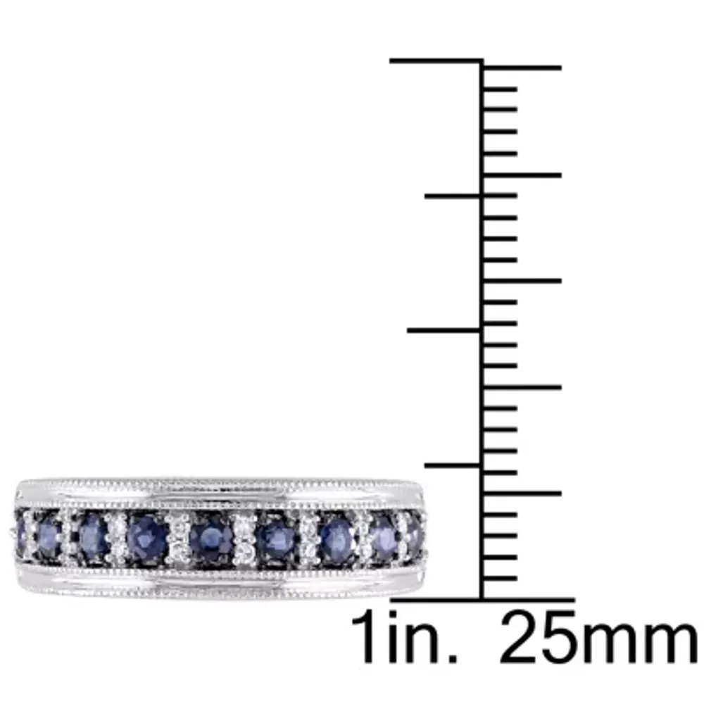2.5MM 1/10 CT. T.W. Genuine Blue Sapphire 10K White Gold Band