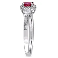 Womens 1/8 CT. T.W. Lead Glass-Filled Red Ruby 14K White Gold Round Engagement Ring