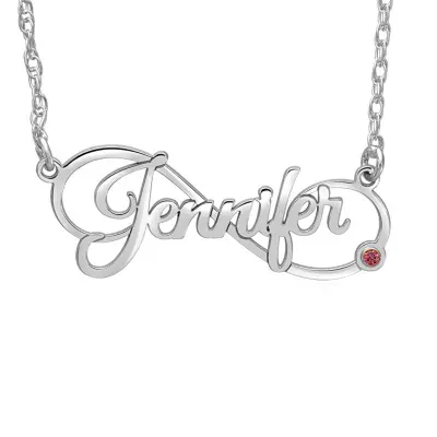 Personalized Womens Simulated Stone Sterling Silver Pendant Necklace