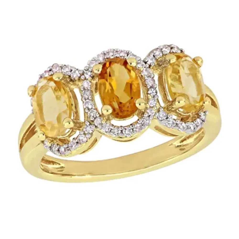 Womens 1/5 CT. Genuine Yellow Citrine 18K Gold Over Silver Cocktail Ring