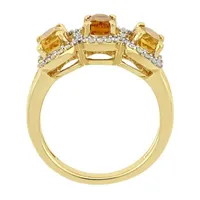 Womens 1/5 CT. T.W. Genuine Yellow Citrine 18K Gold Over Silver Cocktail Ring