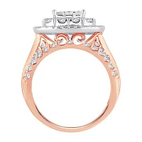 Womens 2 CT. T.W. Natural White Diamond 10K Rose Gold Cushion Halo Bridal Set