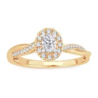 Womens 1 CT. T.W. Natural White Diamond 10K Gold Oval Engagement Ring