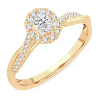 Womens 1 CT. T.W. Natural White Diamond 10K Gold Oval Engagement Ring