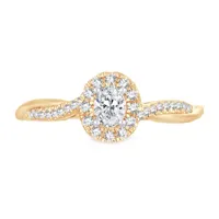 Womens 1 CT. T.W. Natural White Diamond 10K Gold Oval Engagement Ring