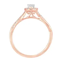 Womens 1/ CT. T.W. Natural White Diamond 10K Rose Gold Oval Engagement Ring