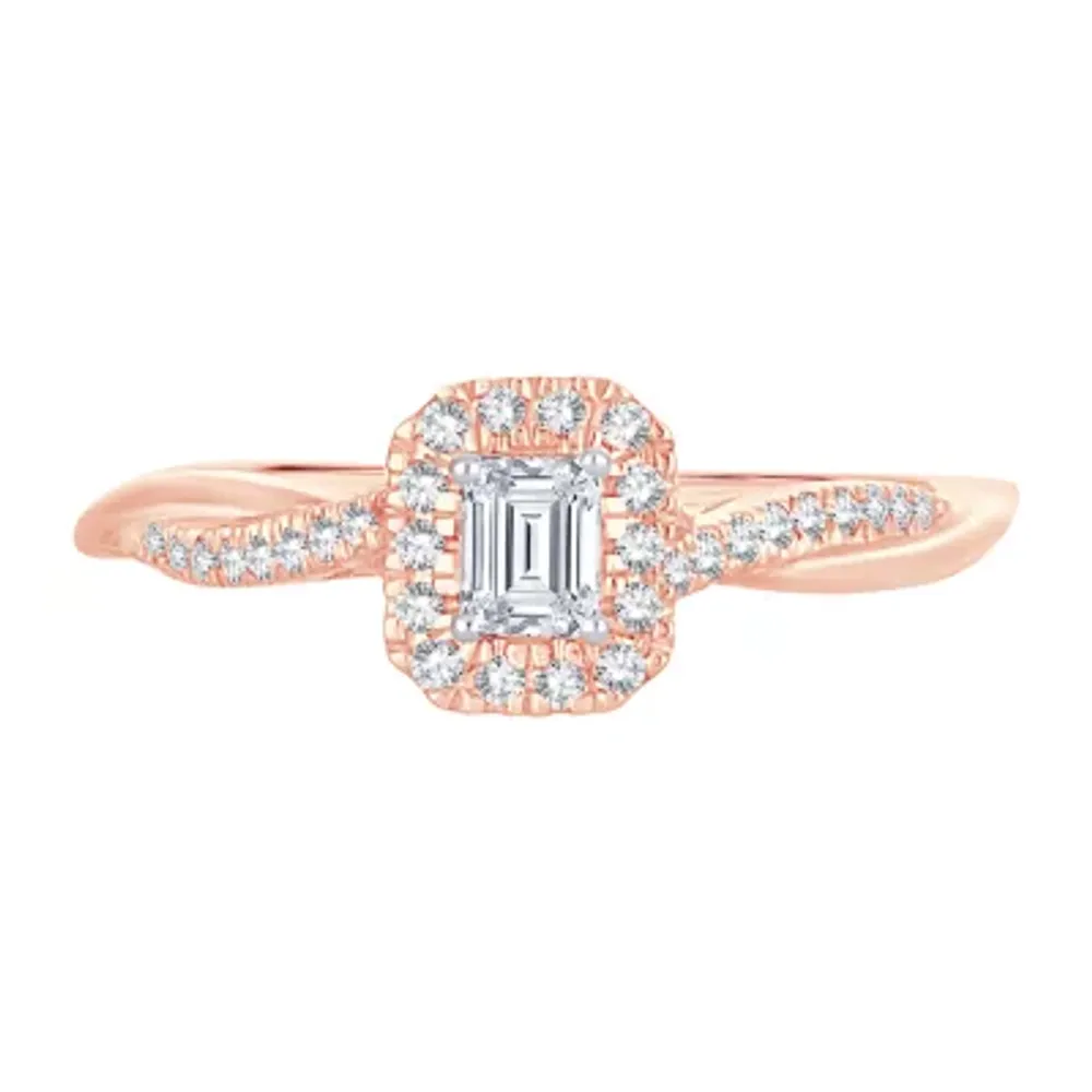 Womens 1/3 CT. T.W. Mined White Diamond 10K Rose Gold Engagement Ring