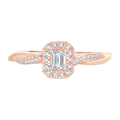 Womens 1/ CT. T.W. Natural Diamond White 10K Rose Gold Engagement Ring