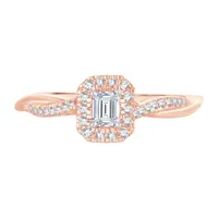 Womens 1/3 CT. T.W. Natural White Diamond 10K Rose Gold Engagement Ring