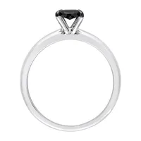 Midnight Black Womens 1/ CT. Natural Diamond 14K White Gold Oval Solitaire Engagement Ring